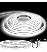 GUPUP 16.4ft COB Turnable Rope Light, White LED Strip Light, 6500K 24V, 1600 LEDs Density Lightin...