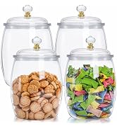 Tosnail 4 Pack Candy and Cookie Jars with Lids, 0.5 Gallon Clear Plastic Food Storage Containers,...