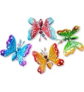 GIFTME 5 Metal Yard Art Outdoor Decorative for Patio Set of 4 Cute Butterflies Garden Wall Sculpt...