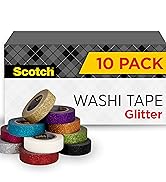Scotch Glitter Washi Tape, 10 Rolls, Great for Use in Bullet Journal, School Supplies, Craft Supp...