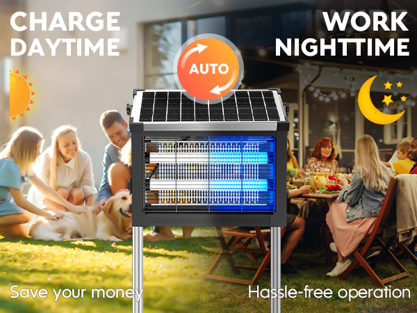 Solar Bug Zapper Outdoor Waterproof Mosquito Zapper for Camping Backyard Kitchen Home Garden