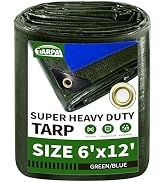 TARPAL Tarps Waterproof 6x12 Green Heavy Duty Tarp 16mil Small tarp with Brass Grommets Every 17....