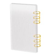 SBYURE A6 Binder Clear Acrylic Binder 6-Ring Budget Binders Thick Stripe A6 Planner Binders with ...
