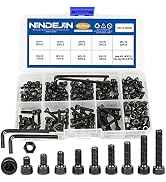 NINDEJIN Metric M3 Hex Socket Head Cap Screws, Allen Socket Drive M3 x 4mm/ 5mm / 6mm/ 8mm/ 10mm/...