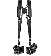 Jumyee Double Camera Harness for 2 Cameras, Adjustable Dual Shoulder Leather Camera Strap for DSL...