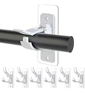 6 PCS Self Adhesive Curtain Rod Bracket, 20lbs Load Capacity Heavy Duty Hangers and Holders, No D...