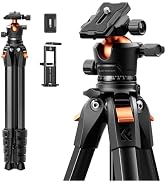 K&F CONCEPT 63" Aluminum Travel Camera Tripod with Arca-Compatible Ball Head, Compact Portable Li...