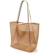 KALIDI Beach Mesh Tote Bag, Casual Tote Bag Hobo Women Foldable MAX 23L Shoulder Bag For Beach Pi...
