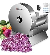 TERUISI Electric Vegetable Slicer, 120W Commercial Fruit Cutter Machine with 0-0.5'' Thickness Ad...