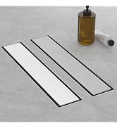 EBYTE 18in 304 Stainless Linear Shower Drain, Brushed Nickel, Tile Insert | Tile Insert, feet & H...