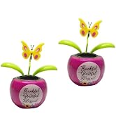 2Pcs Purple Solar Power Flip Flap Flower Insect for Car Decoration Swing Dancing Flower Eco-Frien...