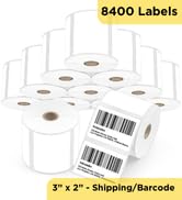 3x2 Direct Thermal Shipping Labels - 12 Rolls 700 Label/Roll White Perforated Mailing Labels, 840...