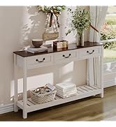 ChooChoo Farmhouse Console Table with 3 Drawers, Rustic Entryway Table, Narrow Long Sofa Table fo...