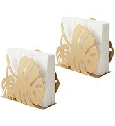 Ricomboo 2Pack Leaves Napkin Holder for Table, Modern Metal Gold Napkin Holders for Kitchen Dinin...