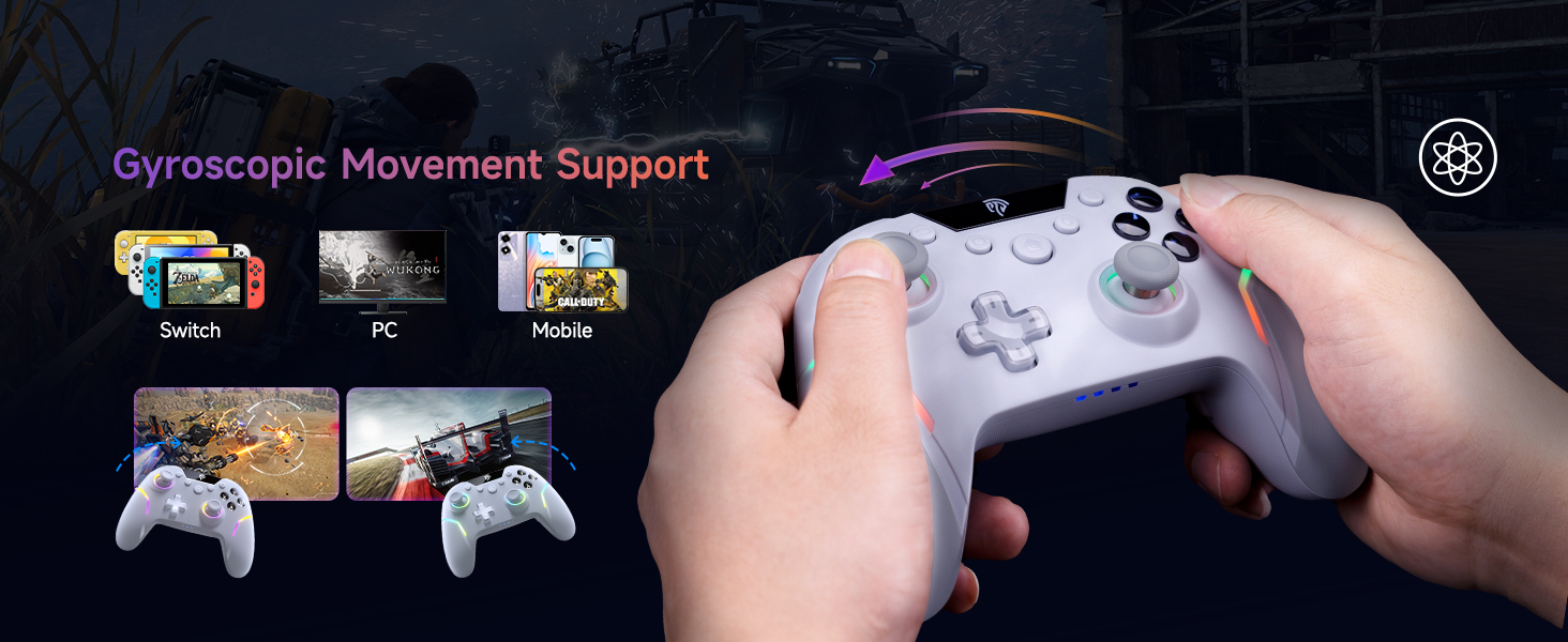 Wireless Gaming Controller with RGB Backlit