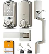 Veise VE017-D Fingerprint Smart Front Door Lock Set, App Control, 7-in-1 Keyless Entry Deadbolt w...