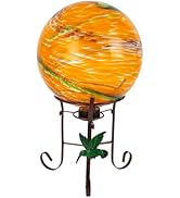 VEWOGIFT 10 Inch Glass Gazing Ball, with 9.4" Tall Metal Gazing Globe Stand, Glass Balls Display ...
