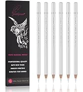 GETHPEN Professional White Charcoal Pencils Set - 6 Pieces Sketch Highlight White Pencils for Dra...