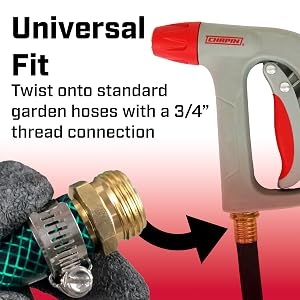 high temp hose nozzle, spray nozzle, garden hose connection, watering, cleaning, outdoors, home, diy