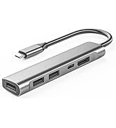 USB C to Display Multiport Adapter, Portable Type-C Hub to DisplayPort, USB-C Charging Port, 3 US...
