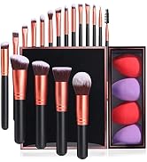 JPNK Rose Gold Makeup Brush Set,Blender Sponge Premium Synthetic Foundation Powder Blush Conceale...
