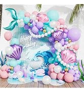 Mermaid Balloon Garland Arch Kit, 157 Pcs Pastel Pink Purple Blue Balloons | Mermaid Tail & Shell...