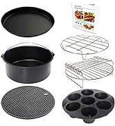 Air Fryer Accessories Set of 7 with 8 Inch Egg Bites Mold, Pizza Pan, Cake Barrel, Skewer Rack, S...