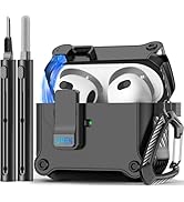 Pohgelan Compatible with AirPods 3rd Generation Case Cover with Cleaner kit,Secure Lock Clip Prot...