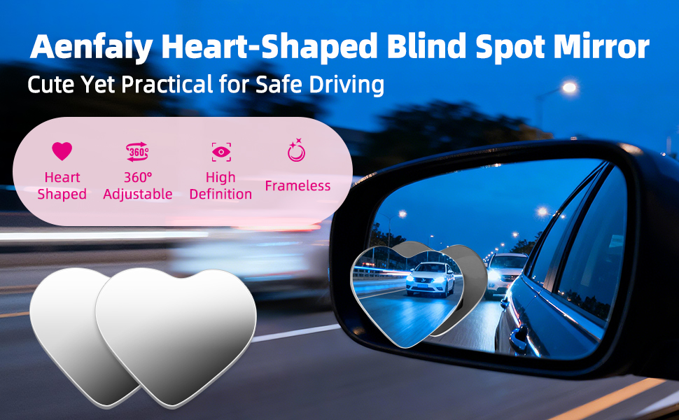 Aenfaiy heart-shaped blind spot mirrors 2 pack
