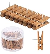50 PCS Push Pin with Wooden Clips, Durable Wooden Push Pins, Decorative Pushpins Tacks Thumbtacks...