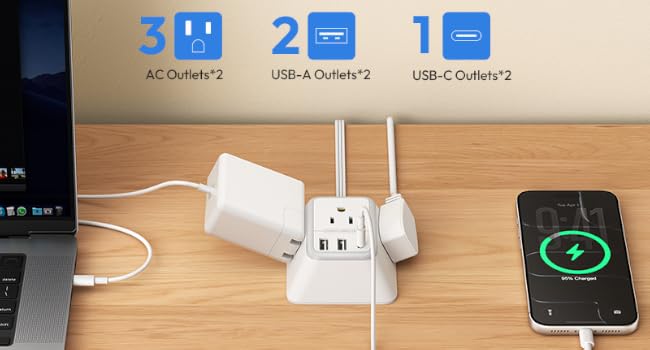 6-IN-1 Multi Port Extension Cord x2