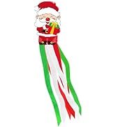 40 Inches Christmas Santa Windsock Decoration, Hanging Outdoor Holiday Decor with Santa Claus and...