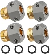 Garden Hose Repair Kits, 2 Sets Aluminum Alloy Water Hose Connector, Fit 3/4" and 5/8" Garden Hos...