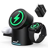 ZEEHOO 3 in 1 Charging Station for Apple Devices, Mag-Safe Charger Stand, Qi2 15W Auto-Rotating W...