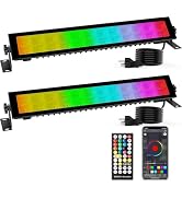 LED Stage Wash Light Bar - 2Pack 48W RGB DJ Light Bar IP66 Waterproof by Smart APP & Remote Contr...