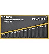 Zavcurp 13 SAE Pockets Wrench Roll Up Pouch, Tool Roll Organizer, Portable Wrench Storage for Men...