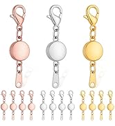 Roctee 15 Pcs Locking Magnetic Jewelry Clasp for Women, Round Alloy Necklace Clasp Closures Brace...