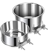 2 Pcs Large Pet Dog Food Water Bowl for Cage Stainless Steel Non-Spill Kennel Hanging Cats Bowls ...