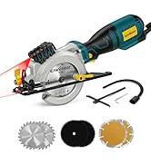 Enventor Mini Circular Saw, 5.8A 4-1/2" Electric Circular Saws with 6 Saw Blades, Laser Guide, Ma...
