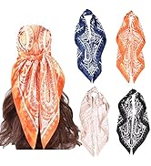upeilxd 4Pcs Silk Head Scarves for Women Satin Hair Scarf 35”Large Square Bandana Silk Like Neck ...