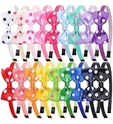 XIMA Girls Polka Dot Bow Headband, 18 Colors Grosgrain Ribbon Hair Hoop, Non-Slip for Toddlers Ki...