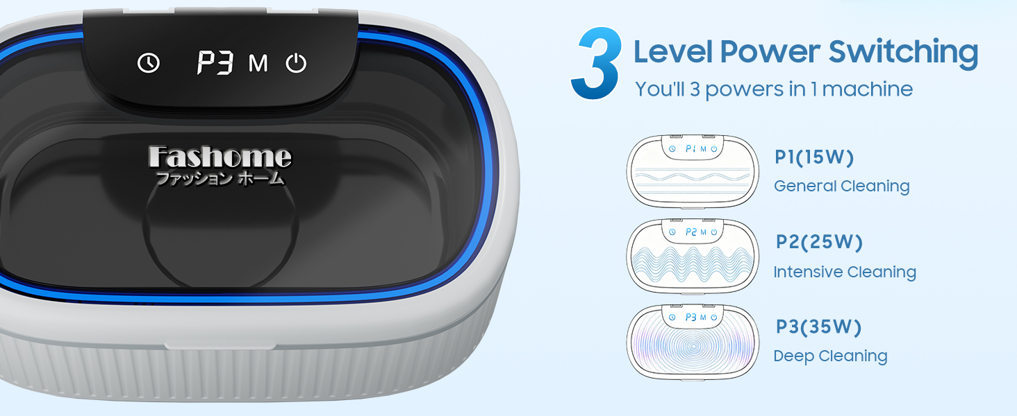The ultrasonic jewelry cleaner machine features three frequency settings