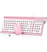 RaceGT Wired Pink Keyboard and Mouse Combo, RaceGT 102 Keys Wired Typewriter Keyboard Phone-Groov...