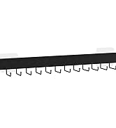 HOMEBROS Tie Rack Wall Mount, Adhesive Wooden Closet Tie Hanger with 24 Metal Hooks, 2 Installati...