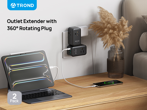 outlet extender with 360 rotating plug