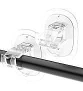 2 Pack No Drill Curtain Rod Brackets Self Adhesive Curtain Rod Holder No Drilling Curtain Rod Hoo...