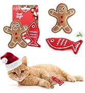 ALL FOR PAWS Christmas Cat Toys with Catnip, Bite-Resistant Teething Toy for Indoor Cats Exercise...