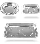 C&T 3-Piece Magnetic Tray Holder, Magnetic Parts Tray Set, Thickened Tray,Stainless Steel, Tool T...