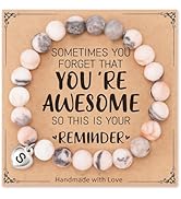 Fmeida Birthday Gifts for Women - Natural Stone Stretch Bracelets for 30th 35th 40th 45th 50th 60...