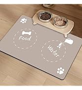 Dog Food Mat 18"*30" Absorbent Dog Mat for Food and Water Bowl with Waterproof Rubber Backing, No...